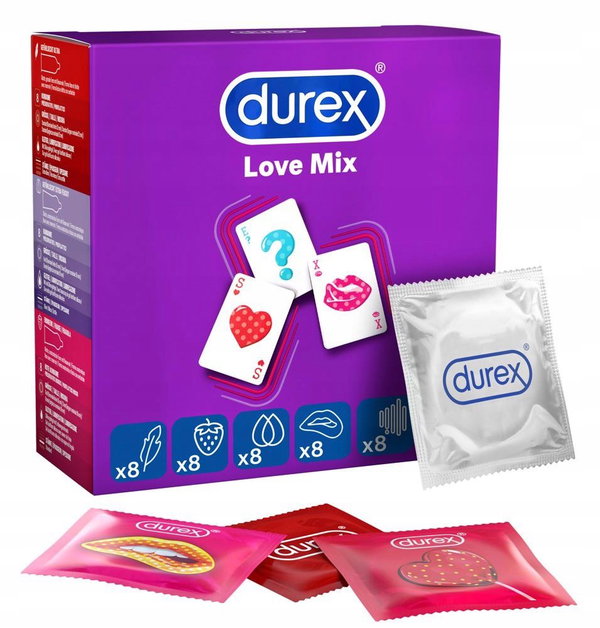 Kondomy DUREX - PREZERWATYW LOVE MIX 5 RÓŻNYCH ODMIAN 40 szt