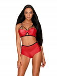 Komplet Czerwony biustonosz majtki leatheria s/m