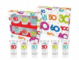 Śmieszny Prezent Szkło - URODZINOWE LITERKI 50 zestaw 6 kieliszków 35 ml