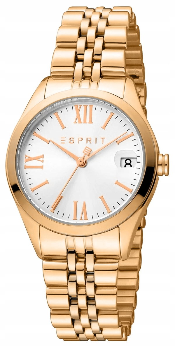 Zegarek damski Esprit kwarcowy tarcza srebrna bransoleta różowe złoto 31 mm