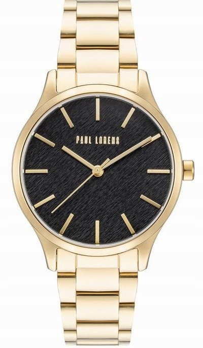 Zegarek damski Paul Lorens kwarcowy tarcza czarna bransoleta złota 34 mm