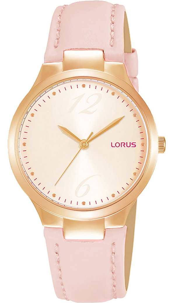 Zegarek damski Lorus kwarcowy tarcza szampańska pasek pudrowy róż 30 mm
