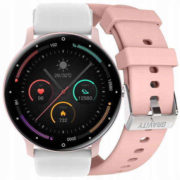 Smartwatch Gravity GT1-6 PRO różowy pasek silikonowy