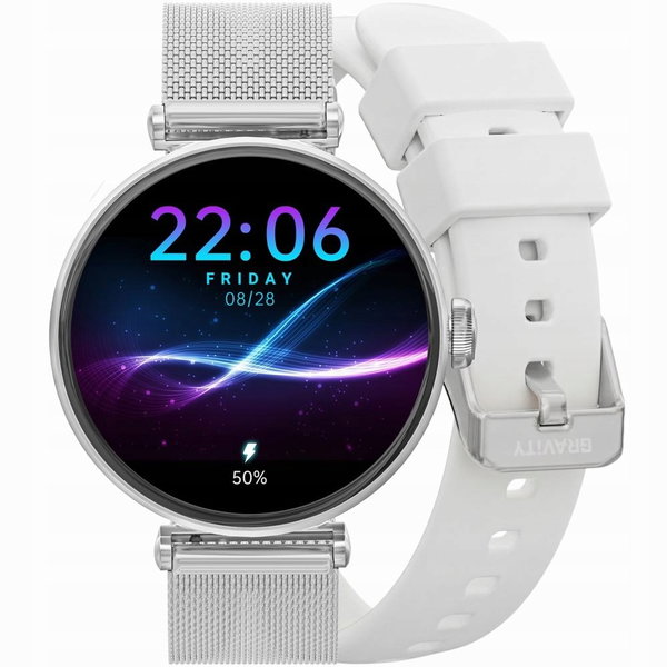 Smartwatch Gravity Srebrny 2 Paski TFT 1.27" IP68