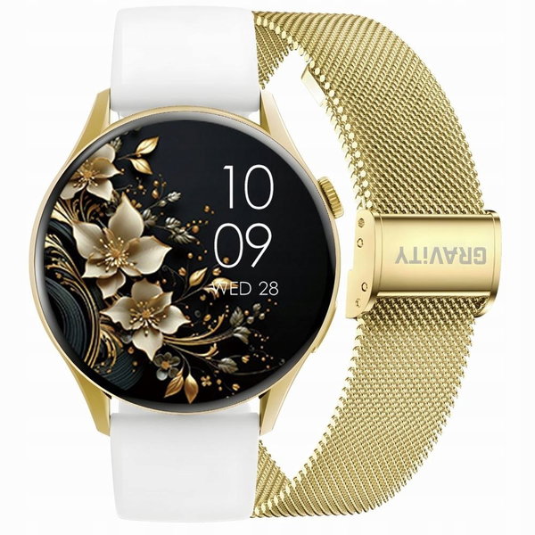 Smartwatch Gravity Złoty Pasek Milanese + Bransoleta GT11-2