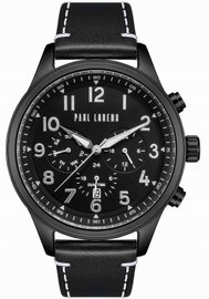Zegarek męski Paul Lorens kwarcowy tarcza czarna pasek czarny 46 mm