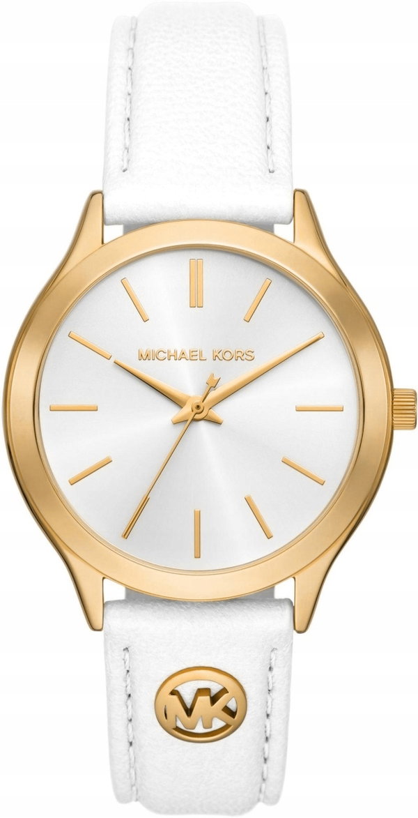 Zegarek damski Michael Kors kwarcowy tarcza srebrna pasek biały