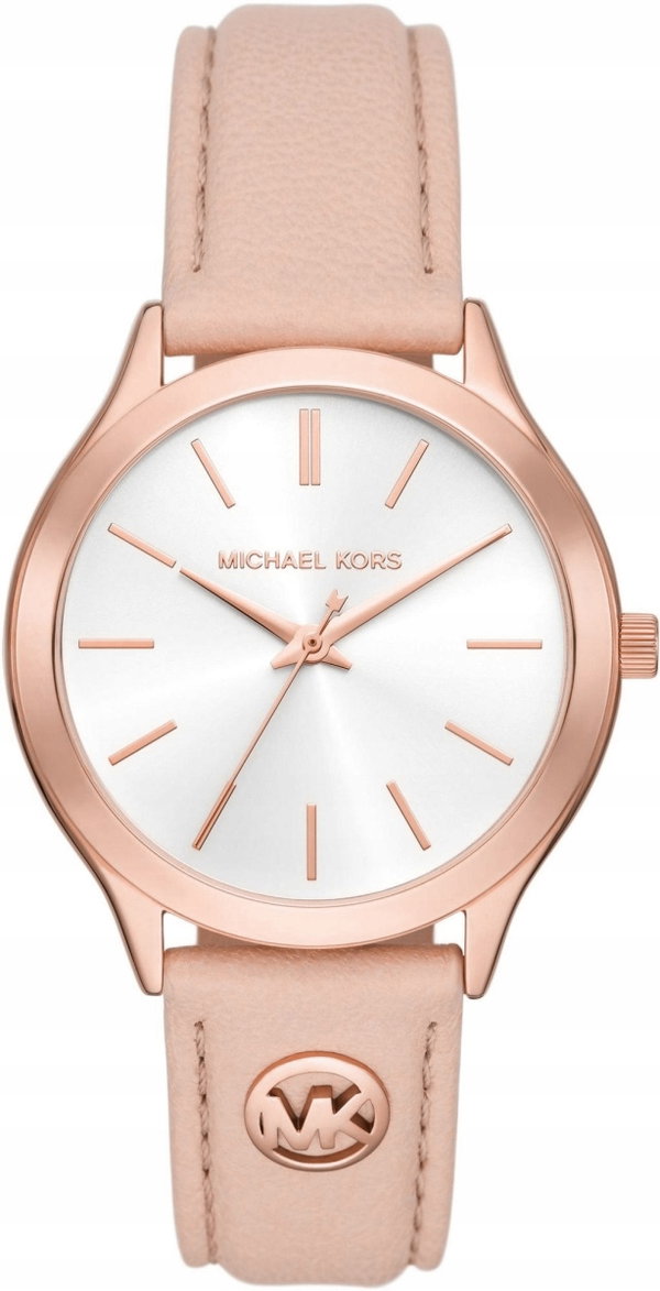 Zegarek damski Michael Kors kwarcowy tarcza srebrna pasek pudrowy róż