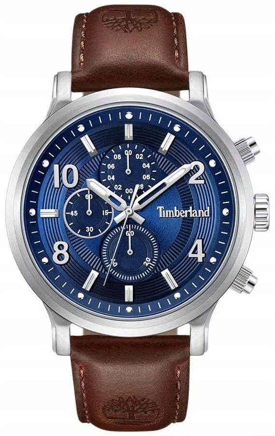 Zegarek męski Timberland kwarcowy tarcza granatowa pasek brązowy 46 mm