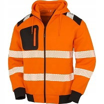 Bluza odblaskowa z kapturem rozpinana Unisex Pomarańczowy/Czarny r. S
