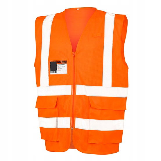 Kamizelka odblaskowa Pomarańczowa z kieszeniami Pomarańczowy r. 2XL