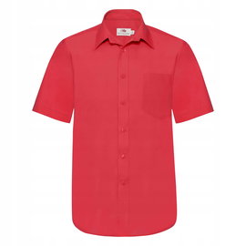 Koszula męska z krótkim rękawem z popeliny Czerwony r. S