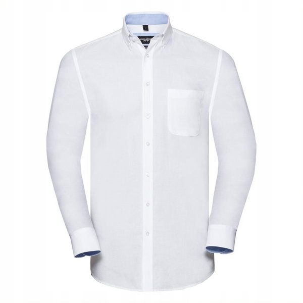 Koszula męska z długim rękawem Oxford Biały/Niebieski r. 2XL