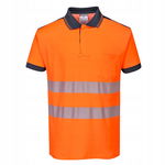 Koszulka Polo ostrzegawcza PW3 Pomarańczowy/Granatowy r. M