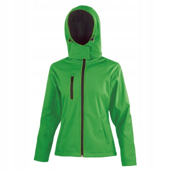 Kurtka damska Soft Shell z kapturem rozpinana Zielony/Czarny r. M