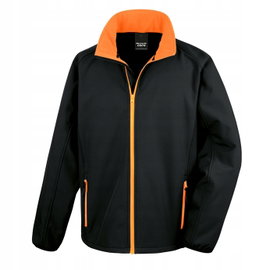 Kurtka męska Soft Shell oddychająca wiatro odporna Czarny/pomarańczowy r. S