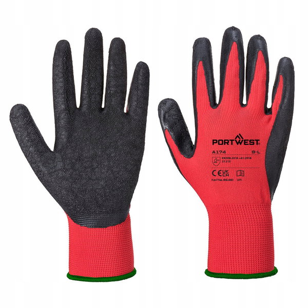 Rękawica Flex Grip powlekana lateksem Czerwony/Czarny r. L