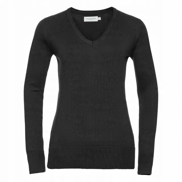 Sweter damski przez głowę V-neck Czarny r. M