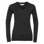Sweter damski przez głowę V-neck Czarny r. L