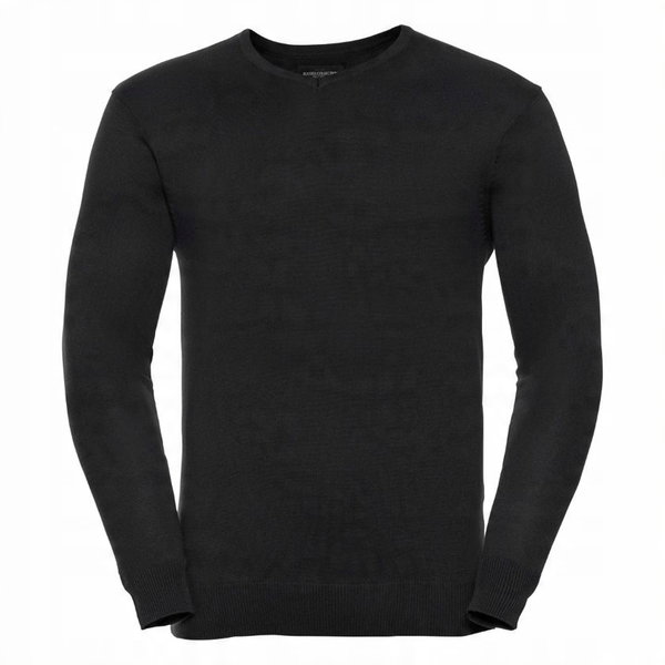 Sweter męski przez głowę V-neck Czarny r. XS