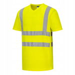 T-SHIRT W SEREK ZE WSTAWKAMI Z SIATKI Żółty r. M