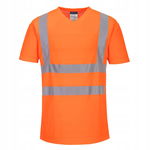 T-SHIRT W SEREK ZE WSTAWKAMI Z SIATKI Pomarańczowy r. XL