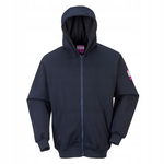Trudnopalny sweter Modaflame z kapturem zapinany na zamek Granatowy r. 5XL