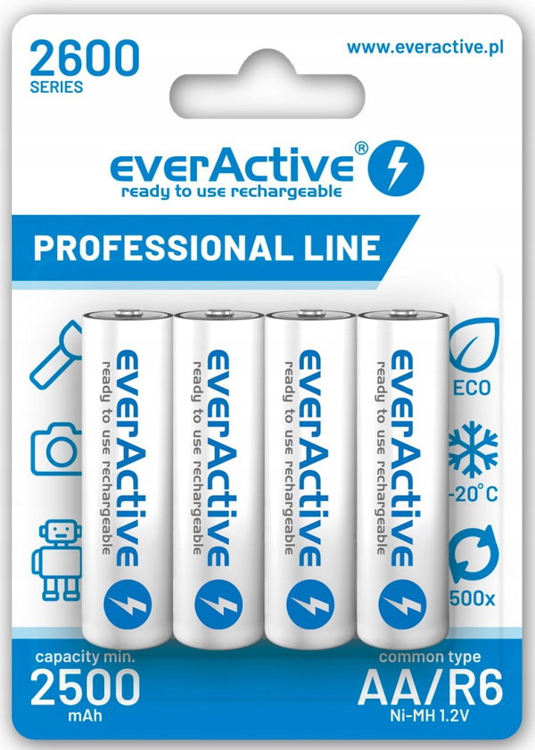 Akumulatorki AA / R6 Ni-MH everActive 2600mAh Professional Line box 4 szt.