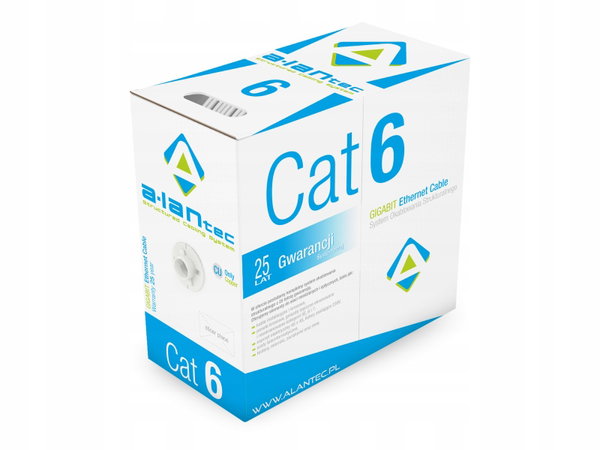 Kabel U/UTP kat.6 PVC Eca 4PR 305m 25 lat gwarancji, badanie jakości labora