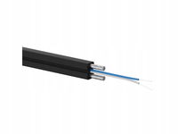 FO Kabel światłowodowy OS2 FTTH płaski SM 2J 9/125 LSOH czarny, wzmocnienie