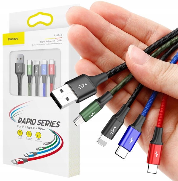 KABEL 4w1 USB-A Lighting iPhone 2x USB-C micro-USB Baseus Cafule CA1T4 1.2m