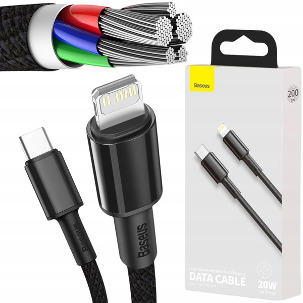 KABEL USB-C -> Lightning / iPhone Baseus Cafule CATLGD-A01 2m 20W PD Quick