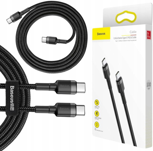 KABEL USB-C -> USB-C Baseus Cafule CATKLF-GG1 100cm 60W 3A PD 2.0 QC 3.0 CZ