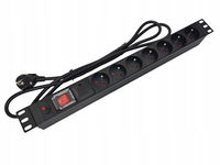 Listwa zasilająca 19" 230V - 7 gniazd (typu E - CEE 7/5), z wyłącznikiem LE