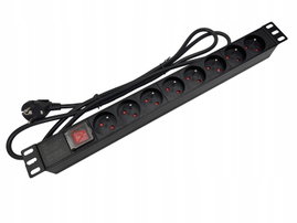 Listwa zasilająca 19" 230V - 8 gniazd (typu E - CEE 7/5), z wyłącznikiem LE