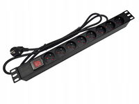 Listwa zasilająca 19" 230V - 8 gniazd (typu E - CEE 7/5), z wyłącznikiem LE