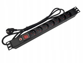 Listwa zasilająca 19" 230V - 7 gniazd (typu E - CEE 7/5), z wyłącznikiem LE
