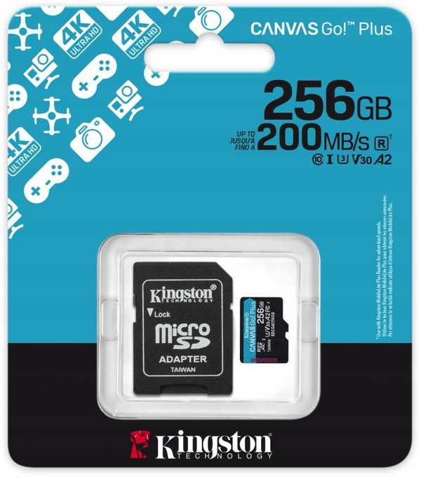 Karta pamięci microSD 256GB Kingston CanvasGo! Plus 200MB/s A2 U3 V30 + ada