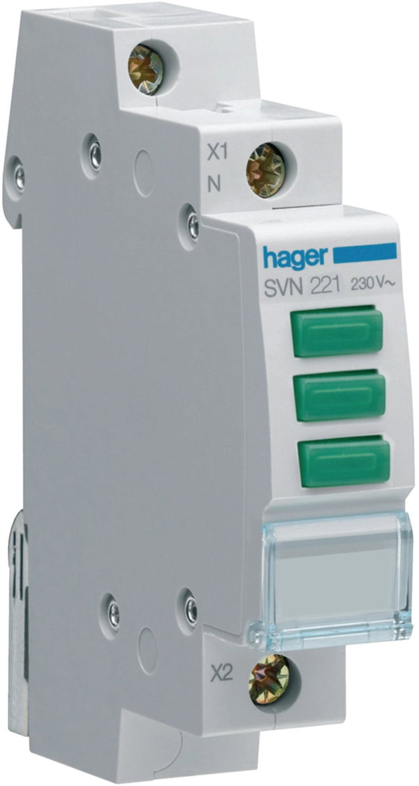 Lampka sygnalizacyjna, 230V AC, 3 x Zielony LED HAGER SVN221