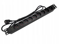 Listwa zasilająca 19" gniazdo 9 x CEE 7/5 wtyk CEE 7/7 z diodą LED kabel 3m