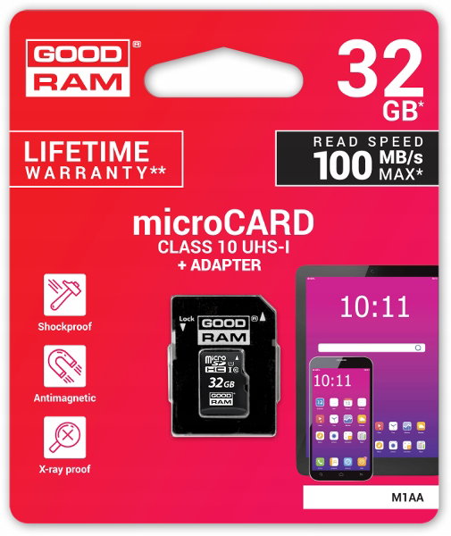 KARTA PAMIĘCI microSD UHS1 CL10 32GB ADAPTER 100MB
