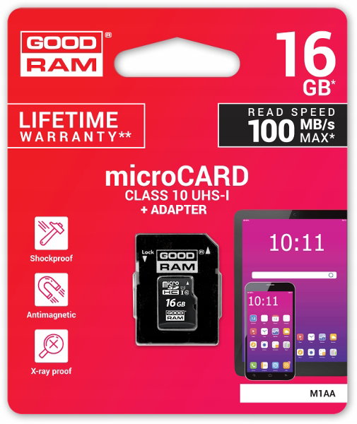 KARTA PAMIĘCI microSD UHS1 CL10 16GB ADAPTER 100MB
