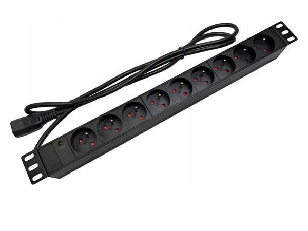 Listwa zasilająca 19" 230V - 9 gniazd (typu E - CEE 7/5), kabel 1,8m C20 AL