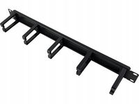 Organizator kabli 1U 19" z przepustem szczotkowym, 5 plastikowych uchwytów,