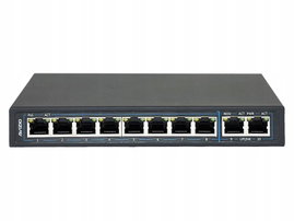 Niezarządzalny przełącznik (switch) 8 portów RJ45 PoE 1Gb/s + 2 porty RJ45