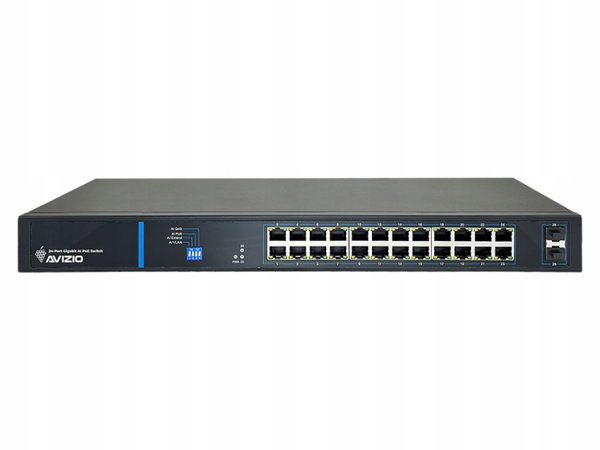 Niezarządzalny przełącznik (switch) 24 porty RJ45 PoE 1Gb/s + 2 porty SFP U