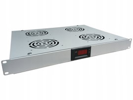 Panel wentylacyjny 19" 1U, 4 wentylatory, termostat, kolor szary ALANTEC -