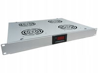 Panel wentylacyjny 19" 1U, 4 wentylatory, termostat, kolor szary ALANTEC -