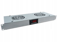Panel wentylacyjny 19" 1U, 2 wentylatory, termostat, kolor szary ALANTEC -