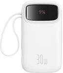 Powerbank Baseus QPow 2 20000mAh 30W z 2 wbudowanymi kablami USB-C - biały